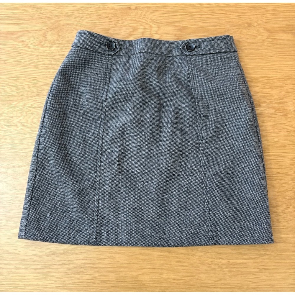 LOFT Gray Wool Blend A-Line Mini Skirt Women's Size 2 Lined Preppy Work